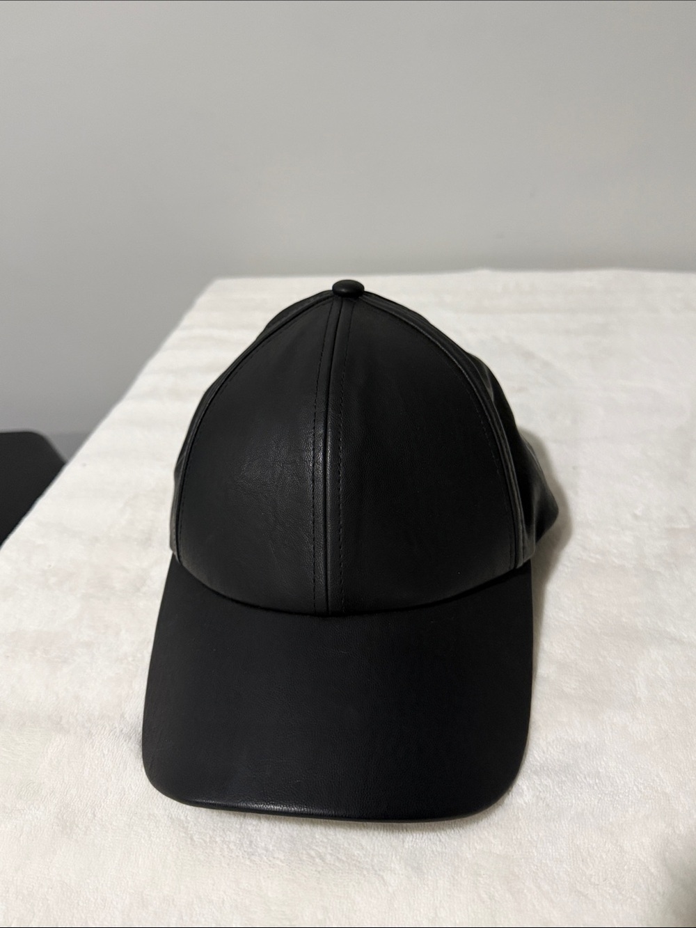 Aritzia Wilfree Free Black Faux Leather Baseball Cap